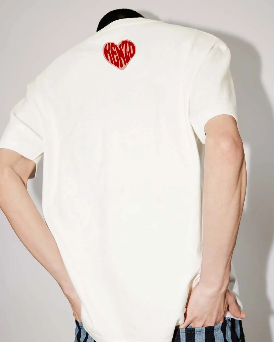 [Chinese Valentine's Day Series] KENZO 23 early autumn new men's love pattern letter casual T-shirt Color: Black Tibetan Blue White Size: M L